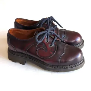 John Fluevog 90’s Vintage 7th Heaven Gibson Swirl Red Burgundy Oxfords size 6