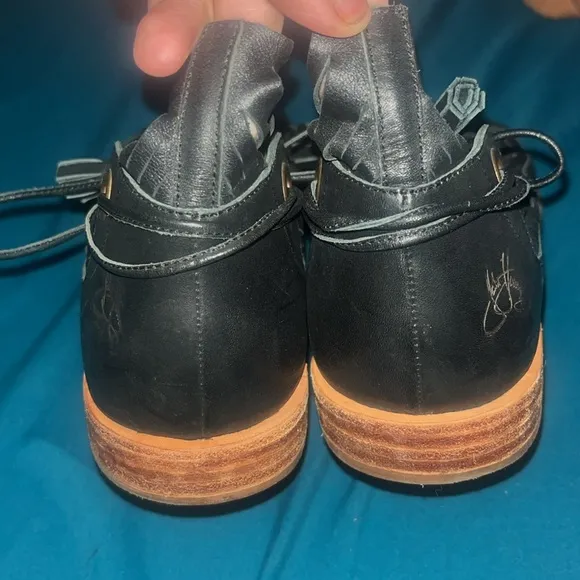 John Fluevog River Acre Sandal Leather Cutout Black Size 10.5