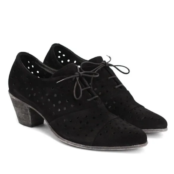 John Fluevog Shoes Immortal Perfection AUDREY Oxfords Black Suede Women's Size 9