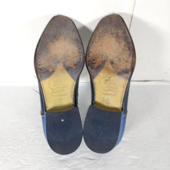 John Fluevog Women's City Angels Istanbul US7,5 Blue Leather Fluttered Oxfords