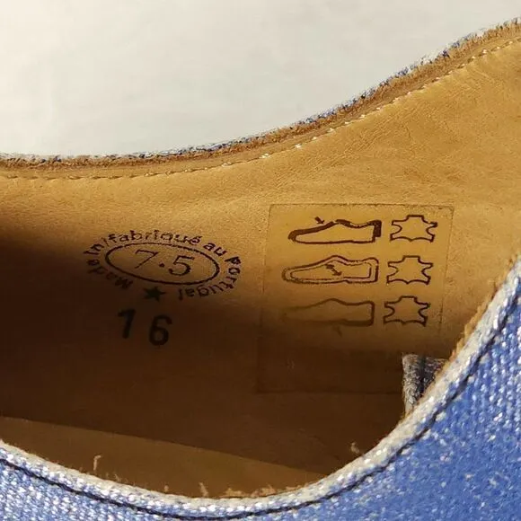 John Fluevog Women's City Angels Istanbul US7,5 Blue Leather Fluttered Oxfords