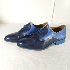 John Fluevog Women's City Angels Istanbul US7,5 Blue Leather Fluttered Oxfords