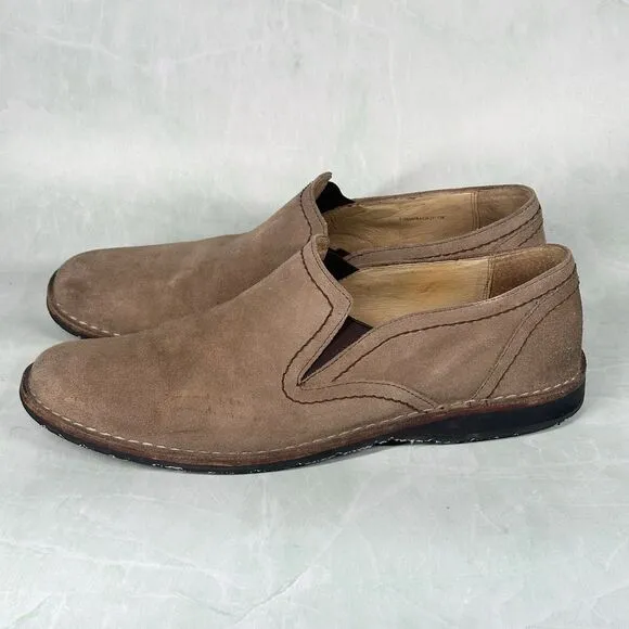 John Varvatos Shoes Mens Size 13 Oxfords Slip On Loafers Brown Tan Suede Leather