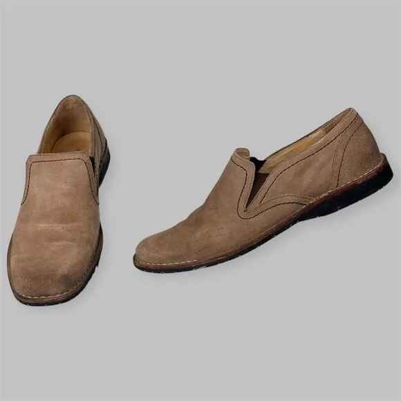John Varvatos Shoes Mens Size 13 Oxfords Slip On Loafers Brown Tan Suede Leather