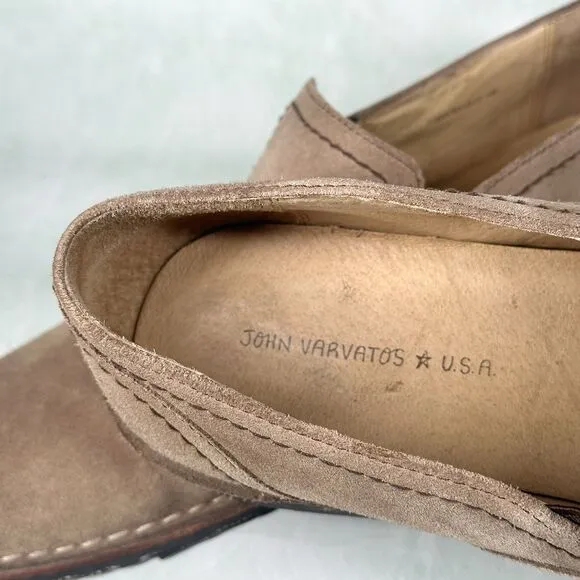John Varvatos Shoes Mens Size 13 Oxfords Slip On Loafers Brown Tan Suede Leather