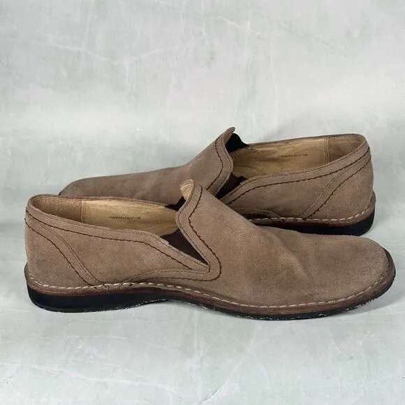 John Varvatos Shoes Mens Size 13 Oxfords Slip On Loafers Brown Tan Suede Leather