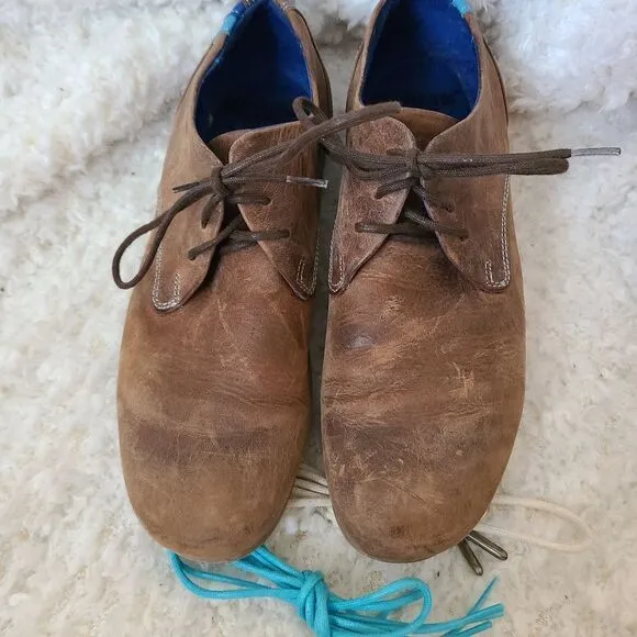 John Fluevog CBC Brown Leather Oxfords with interchangeable laces sz 6‎