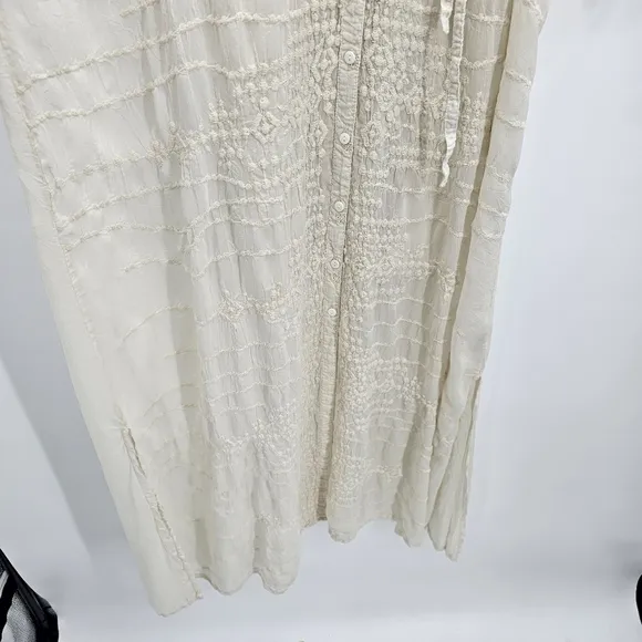 Johnny Was Billie Embroidered Ivory Guaze Maxi Dress Women's Size Xl