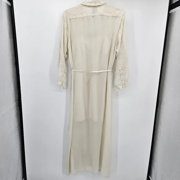 Johnny Was Billie Embroidered Ivory Guaze Maxi Dress Women's Size Xl
