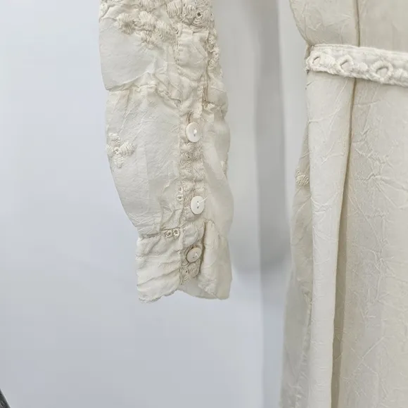 Johnny Was Billie Embroidered Ivory Guaze Maxi Dress Women's Size Xl