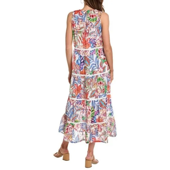 Johnny Was Chevron Tiered Tank Midi Dress Biarritz Size XS NWT