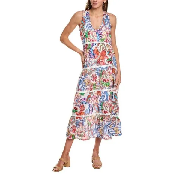 Johnny Was Chevron Tiered Tank Midi Dress Biarritz Size XS NWT