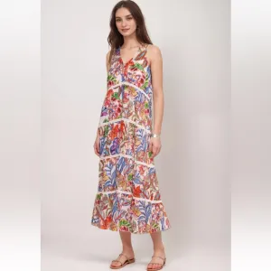 Johnny Was Chevron Tiered Tank Midi Dress Biarritz Size XS NWT
