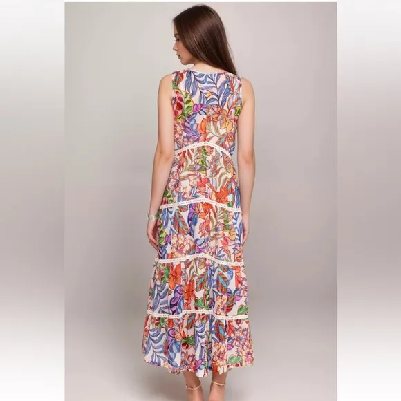 Johnny Was Chevron Tiered Tank Midi Dress Biarritz Size XS NWT
