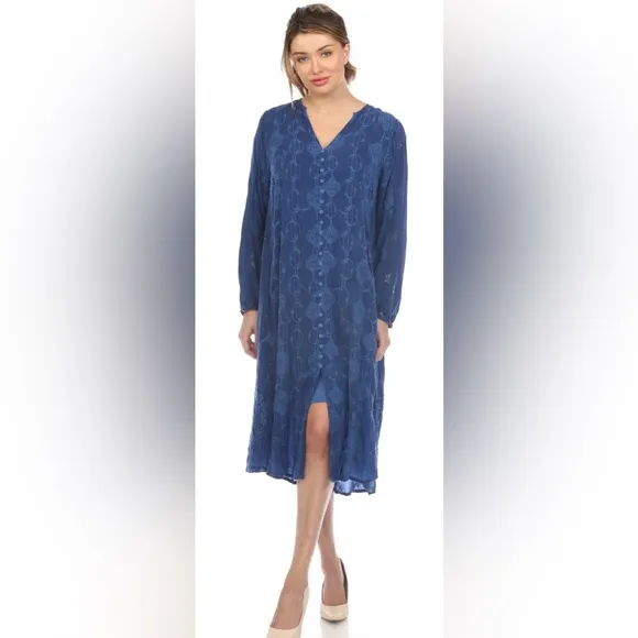 Johnny Was Karyna Meadow Button Front Midi Slip Dress