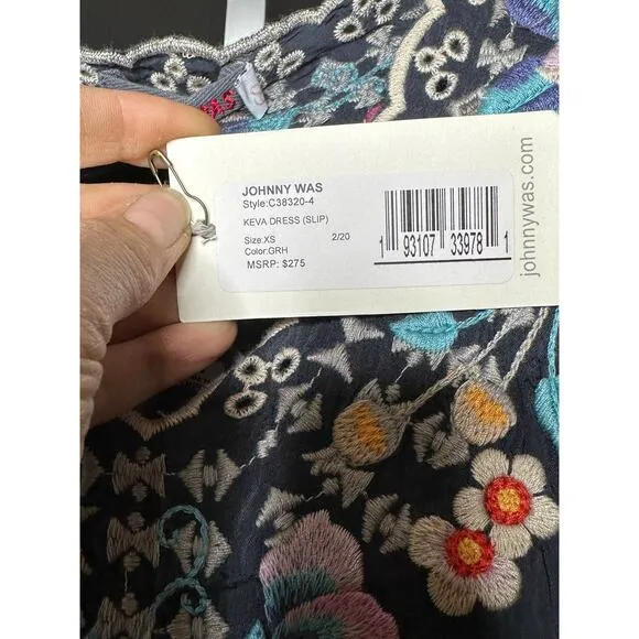Johnny Was Keva Floral Embroidered Dress XS C 38320-4‎