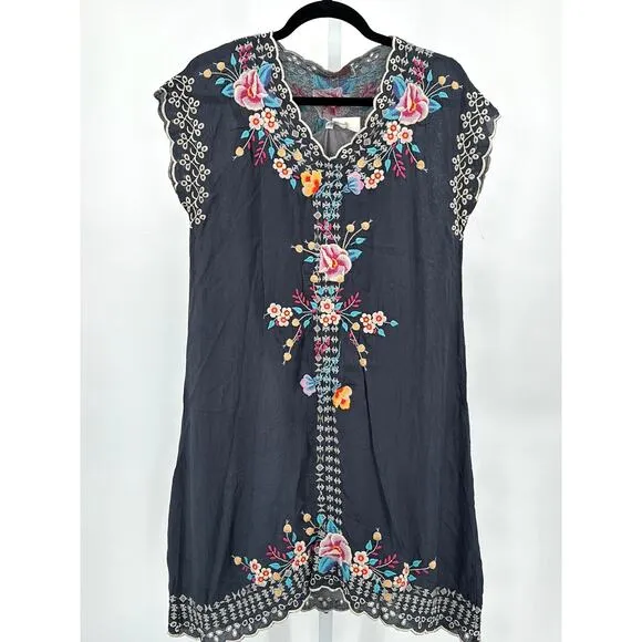 Johnny Was Keva Floral Embroidered Slip Dress Small‎ C 38320-4