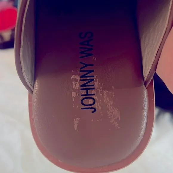 Johnny Was LAYLA X BAND Leather Flat Tropical Floral Sandals Slides