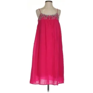 Johnny Was XS Dress Hot Pink Sleeveless Embroidered Spaghetti Strap Retro Slip