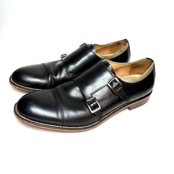 Johnston &amp; Murphy Black Monk Strap Oxfords | 10.5