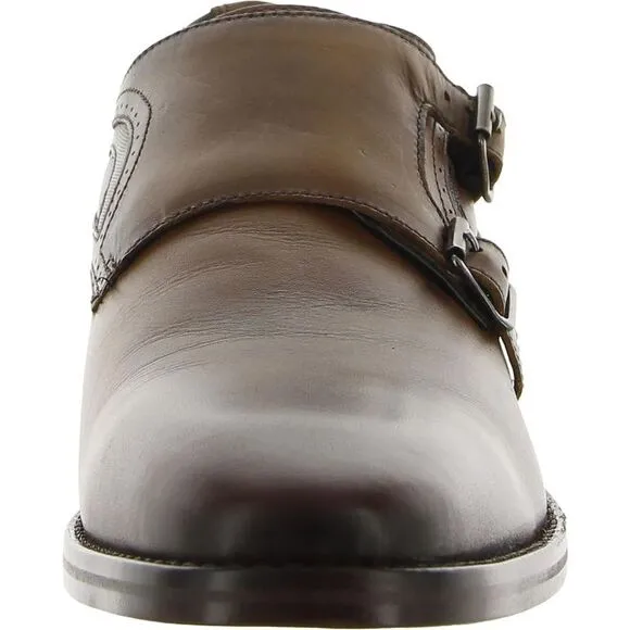 Johnston &amp; Murphy Mens Danridge Brown Leather Double Buckle Oxfords Shoes NWOB