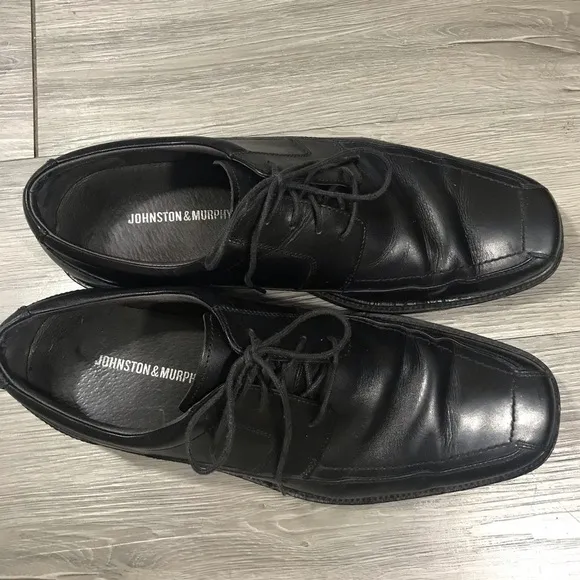 Johnston &amp; Murphy size 12.5 Waterproof Black Leathet Stanton Lace Oxfords