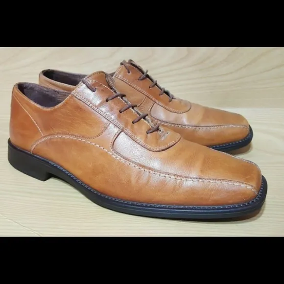 Johnston &amp; Murphy Tan Leather Oxfords Shoes 9 M