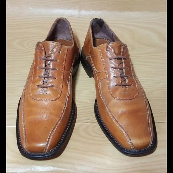 Johnston &amp; Murphy Tan Leather Oxfords Shoes 9 M