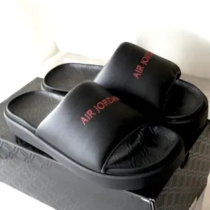 JORDAN SOPHIA SLIDES MULE Size 11 Black Red AIR JORDAN Letters Gothic Gorpcore