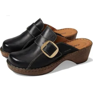 Josef Seibel Lily 10.5 11 Black Leather Gold Buckle Slip On Clogs Womens Size 42