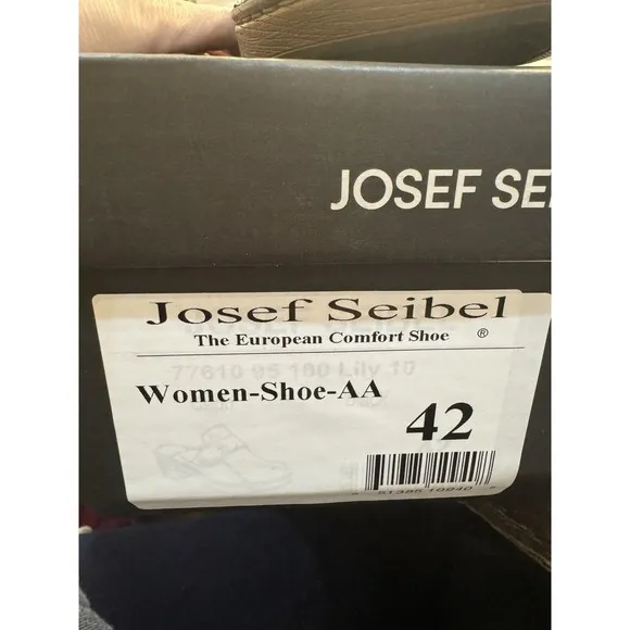 Josef Seibel Lily 10.5 11 Black Leather Gold Buckle Slip On Clogs Womens Size 42