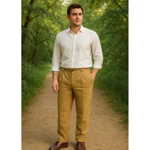 Joseph Abboud 100% Linen Pants Pleated Sand Made Italy Dress Casual Men 40 NWOT