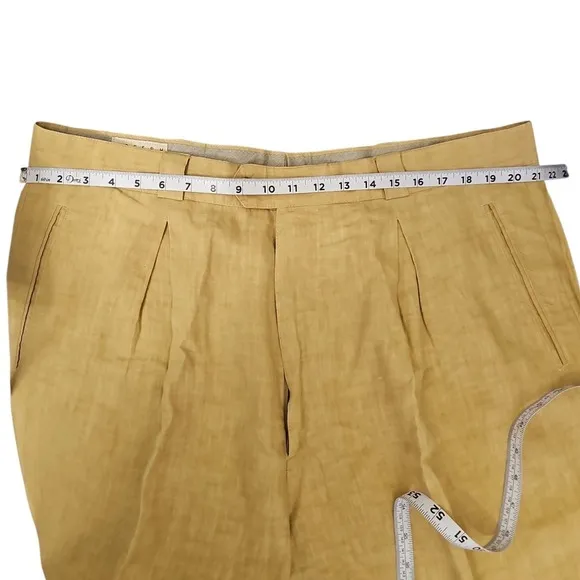Joseph Abboud 100% Linen Pants Pleated Sand Made Italy Dress Casual Men 40 NWOT