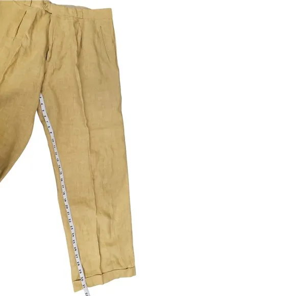 Joseph Abboud 100% Linen Pants Pleated Sand Made Italy Dress Casual Men 40 NWOT