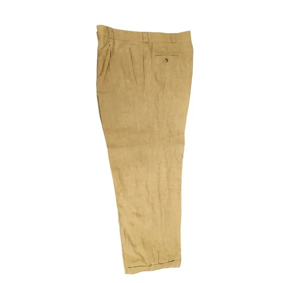 Joseph Abboud 100% Linen Pants Pleated Sand Made Italy Dress Casual Men 40 NWOT