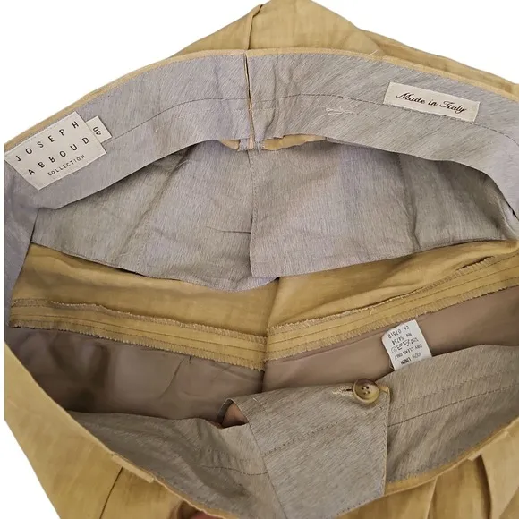 Joseph Abboud 100% Linen Pants Pleated Sand Made Italy Dress Casual Men 40 NWOT