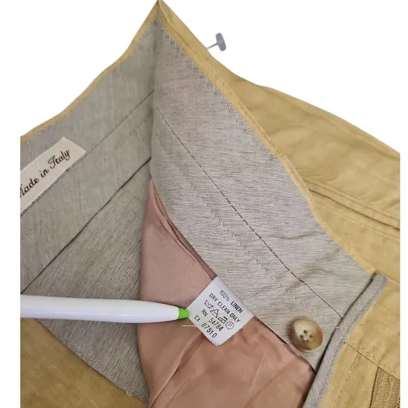 Joseph Abboud 100% Linen Pants Pleated Sand Made Italy Dress Casual Men 40 NWOT