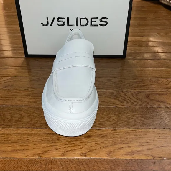 J/Slides Gigijs Slip On Shoes White Leather Women’s Size 11 Platform Sole