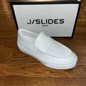 J/Slides Gigijs Slip On Shoes White Leather Women’s Size 11 Platform Sole