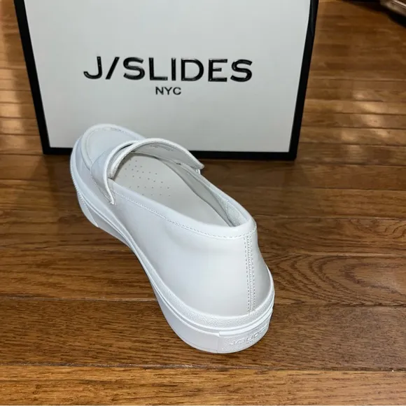J/Slides Gigijs Slip On Shoes White Leather Women’s Size 11 Platform Sole