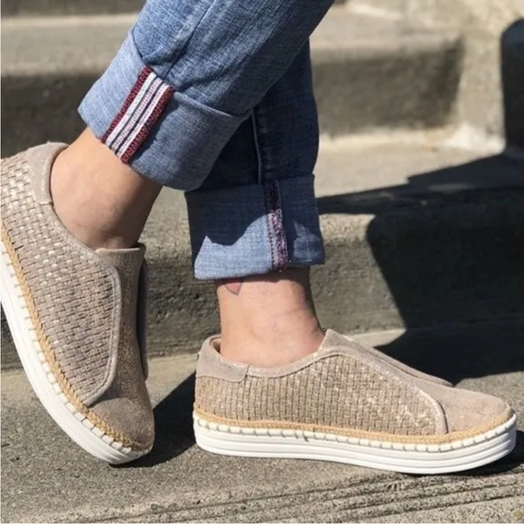 J/Slides Kayla Leather Slip On Sneaker Gold