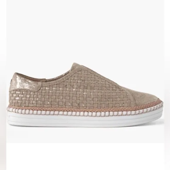 J/Slides Kayla Leather Slip On Sneaker Gold