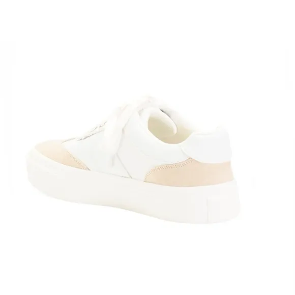 J/Slides NYC Gable Lace Up Sneakers White &amp; Sand Faux Suede Women’s Size 9