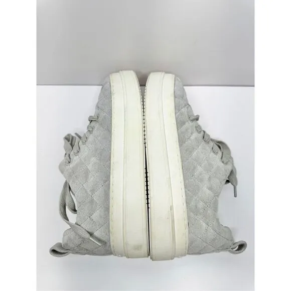 J/Slides NYC Nona Quilted Platform Sneaker Lt Grey Faux Suede Size 5