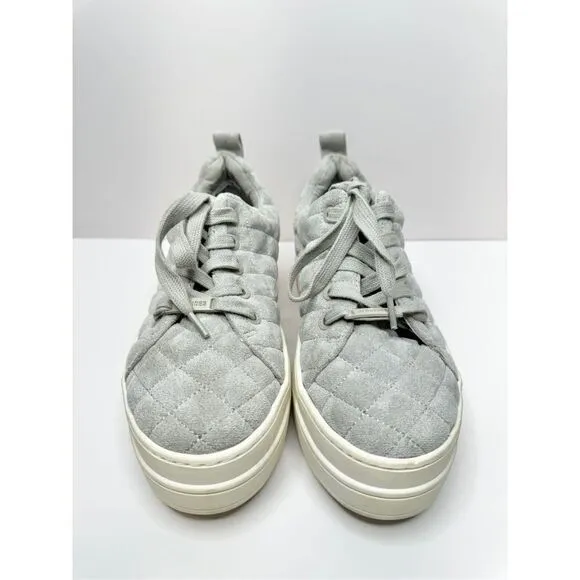 J/Slides NYC Nona Quilted Platform Sneaker Lt Grey Faux Suede Size 5