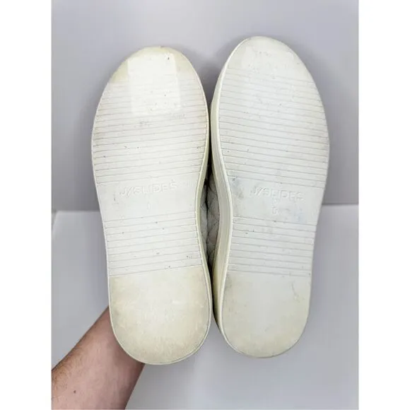 J/Slides NYC Nona Quilted Platform Sneaker Lt Grey Faux Suede Size 5