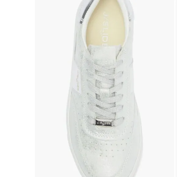 J/Slides Taylor Womens Lace up Silver Metallic Luxe Sneaker Size 8M New
