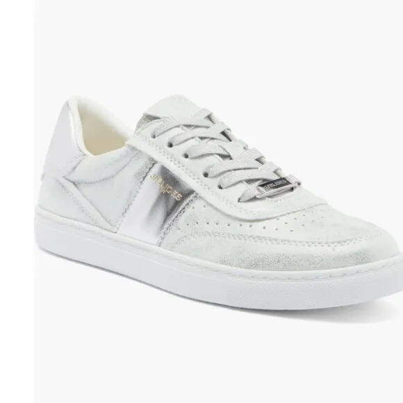 J/Slides Taylor Womens Lace up Silver Metallic Luxe Sneaker Size 8M New