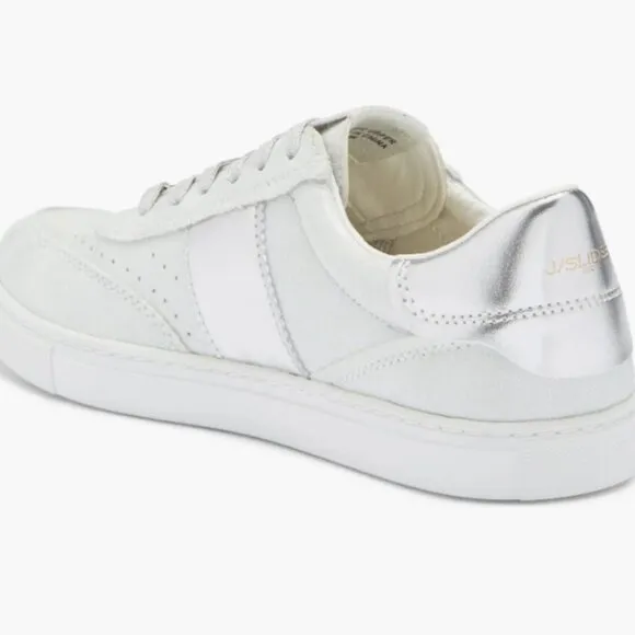 J/Slides Taylor Womens Lace up Silver Metallic Luxe Sneaker Size 8M New