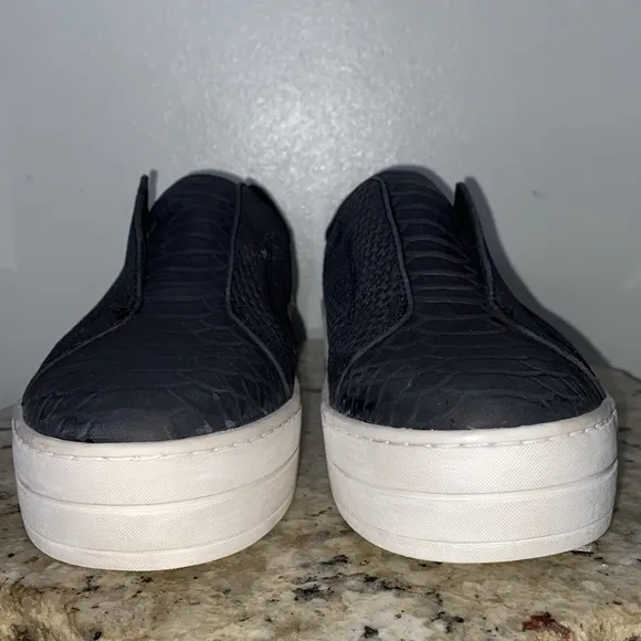 J/Slides Women's Heidi Slip-On Platform Sneakers in Black Embossed Size 9